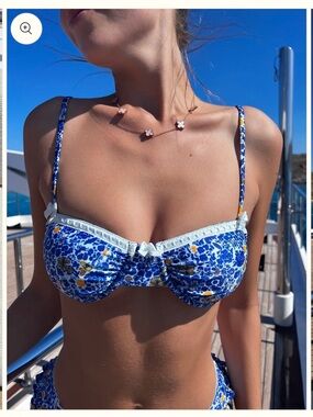 Strawberry Milk Mob Blue Floral Underwire Bikini Top